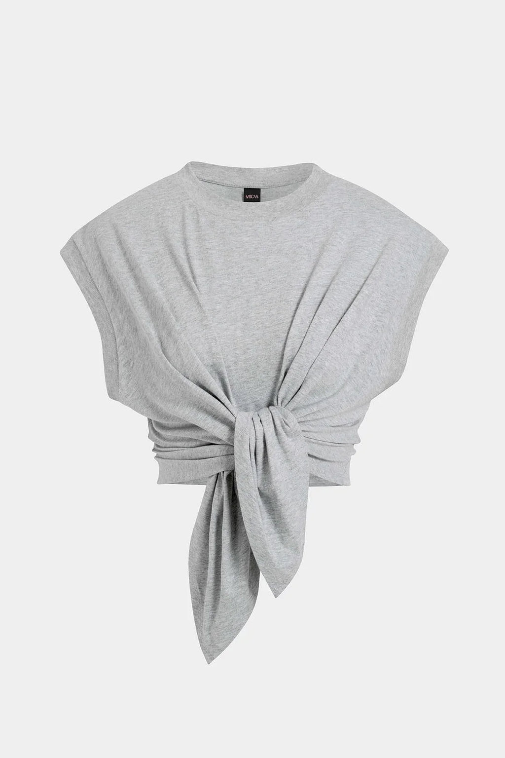 Tie Front Ruched Cotton T-Shirt