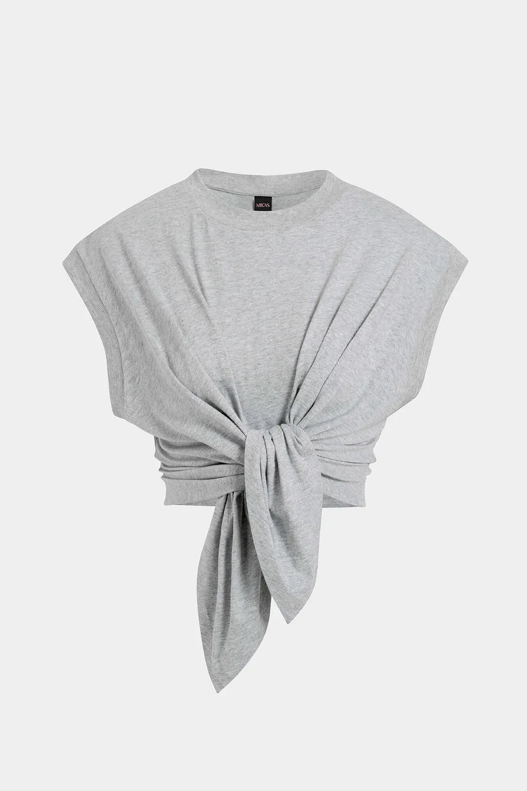 Tie Front Ruched Cotton T-Shirt