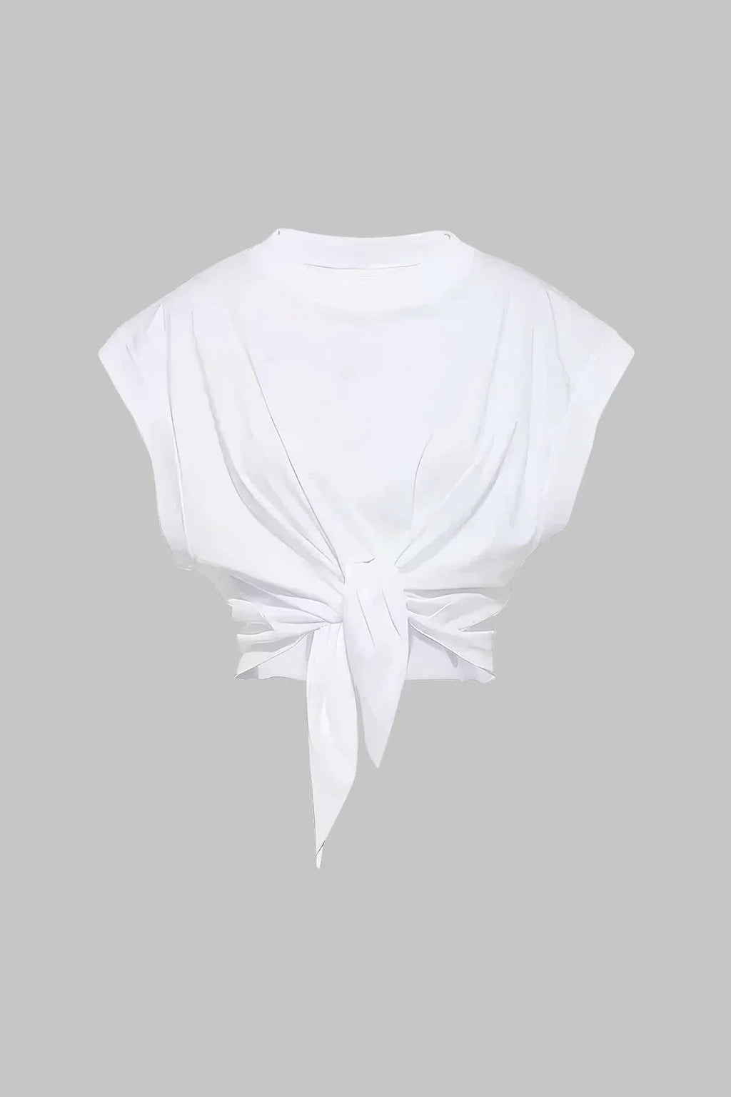 Tie Front Ruched Cotton T-Shirt