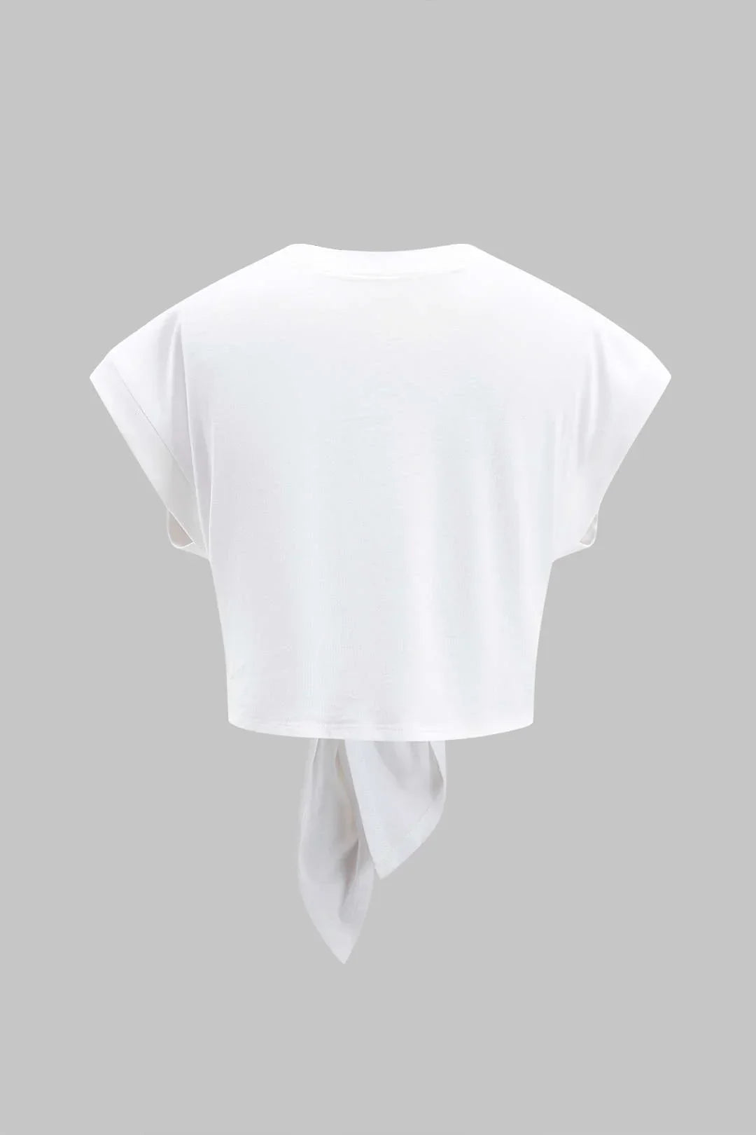 Tie Front Ruched Cotton T-Shirt