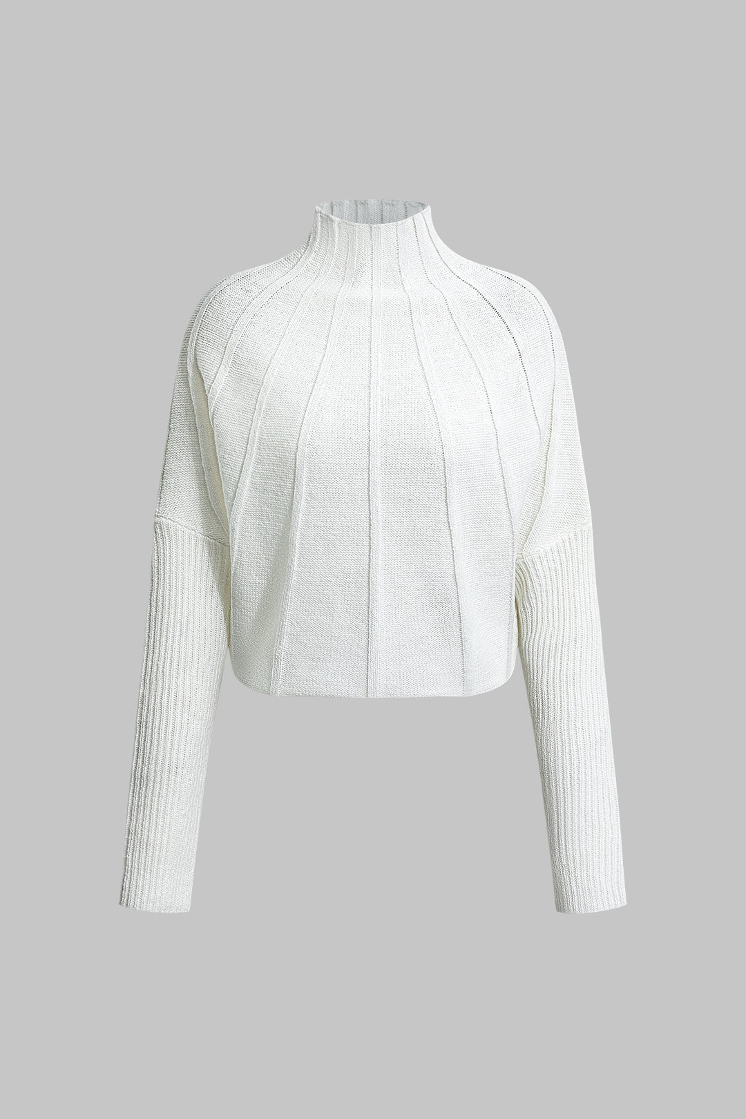 Turtleneck Batwing Sleeve Textured Knit Sweater