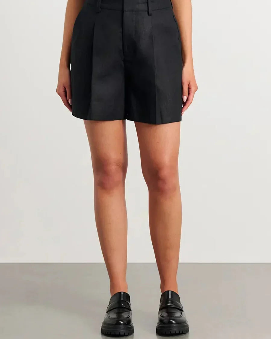V-Neck Linen Blend Tank Top and Shorts Set