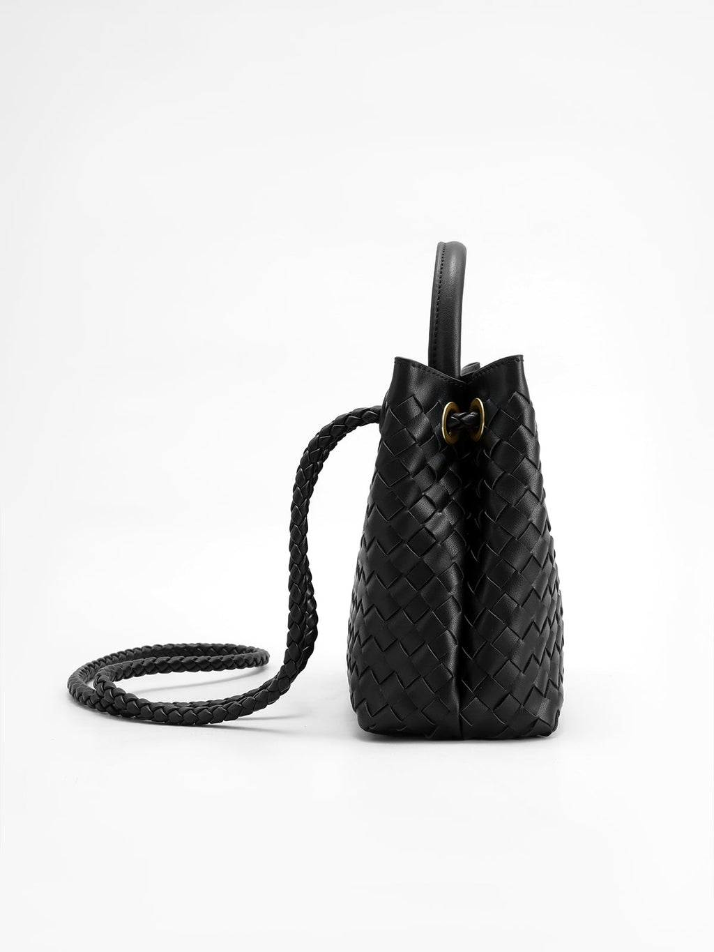 Vegan Leather Handbag with Twisted Metal Handle
