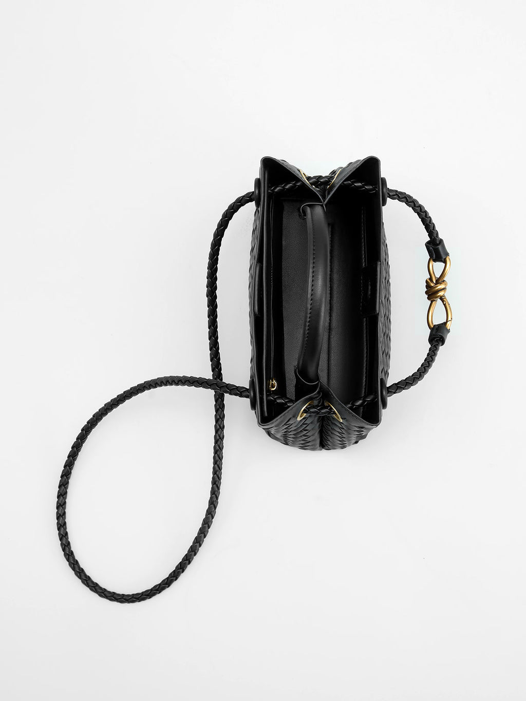 Vegan Leather Handbag with Twisted Metal Handle