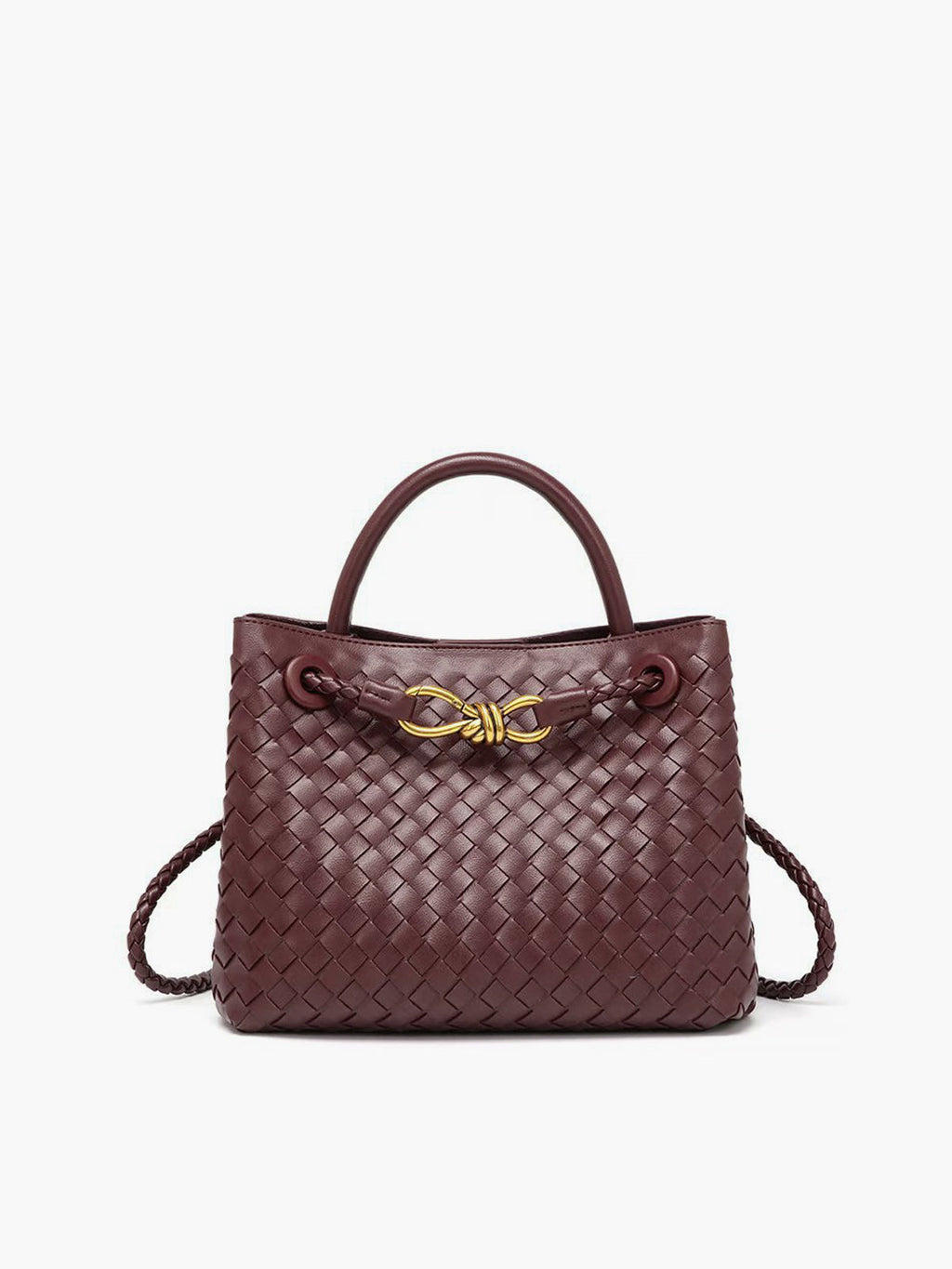 Vegan Leather Handbag with Twisted Metal Handle