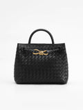 Vegan Leather Handbag with Twisted Metal Handle
