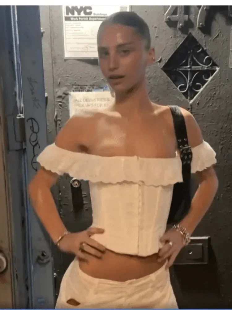 White Crochet Square Neck Lace-Up Corset Top