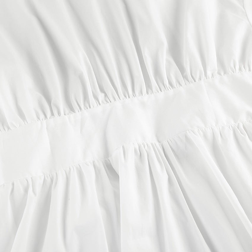 White Cropped Cotton Top with Tie Back