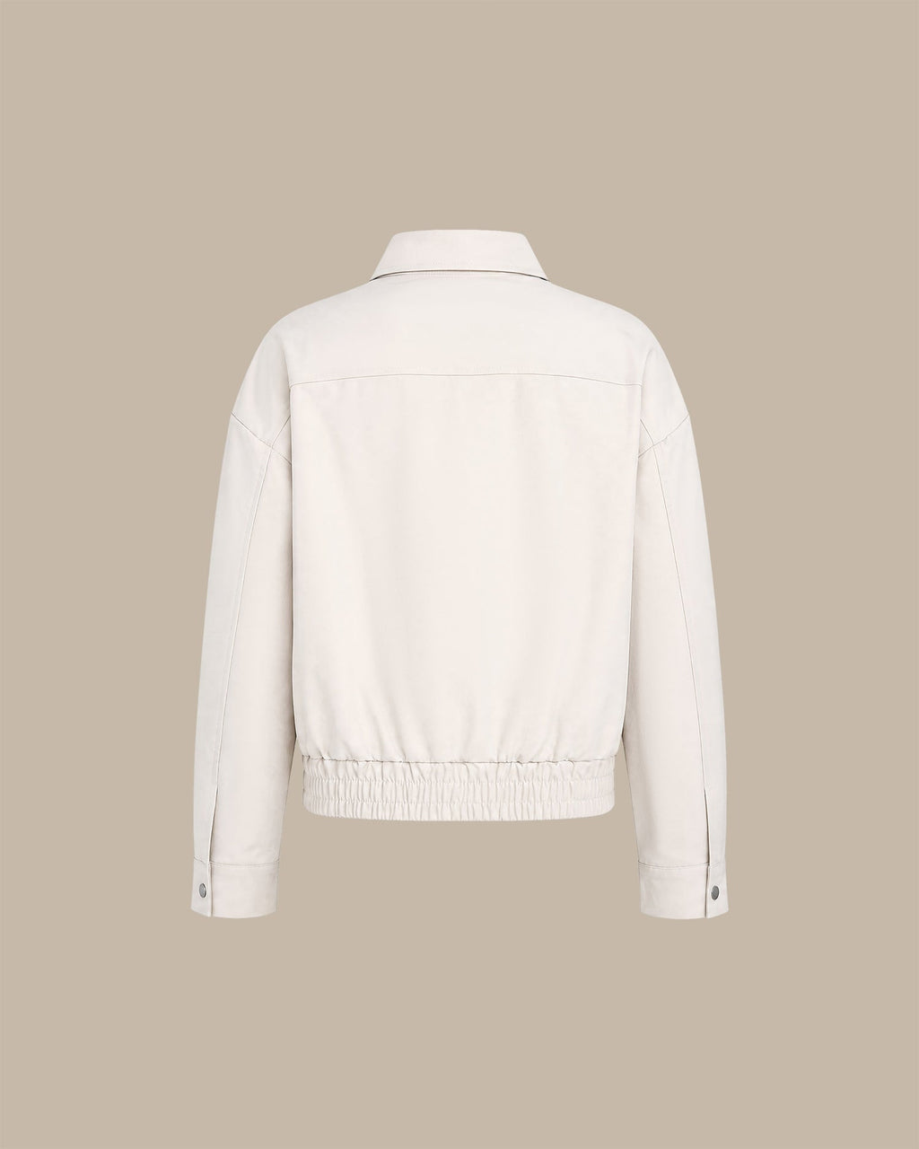 White Cropped Zip-Up Jacket with High Collar