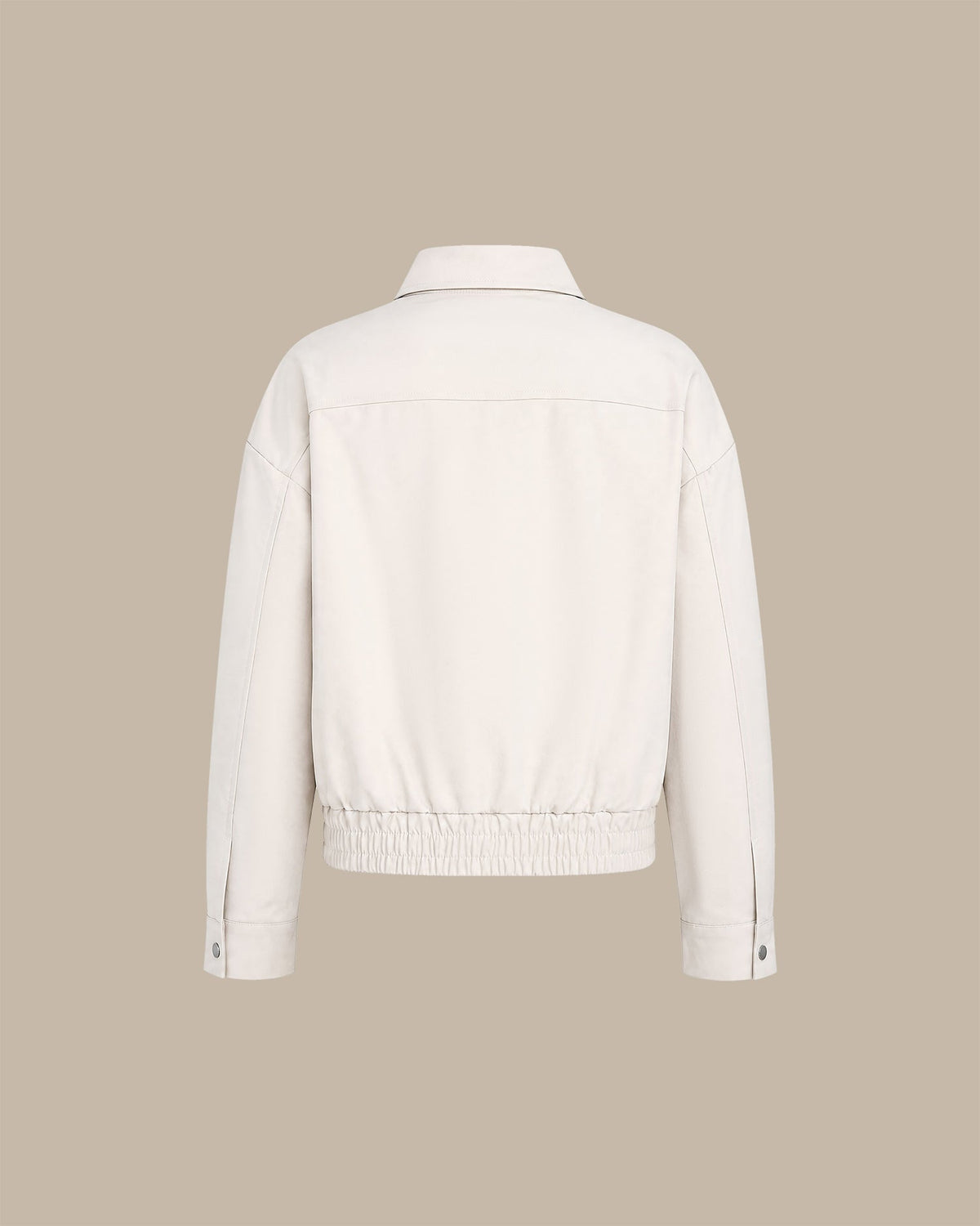 White Cropped Zip-Up Jacket with High Collar