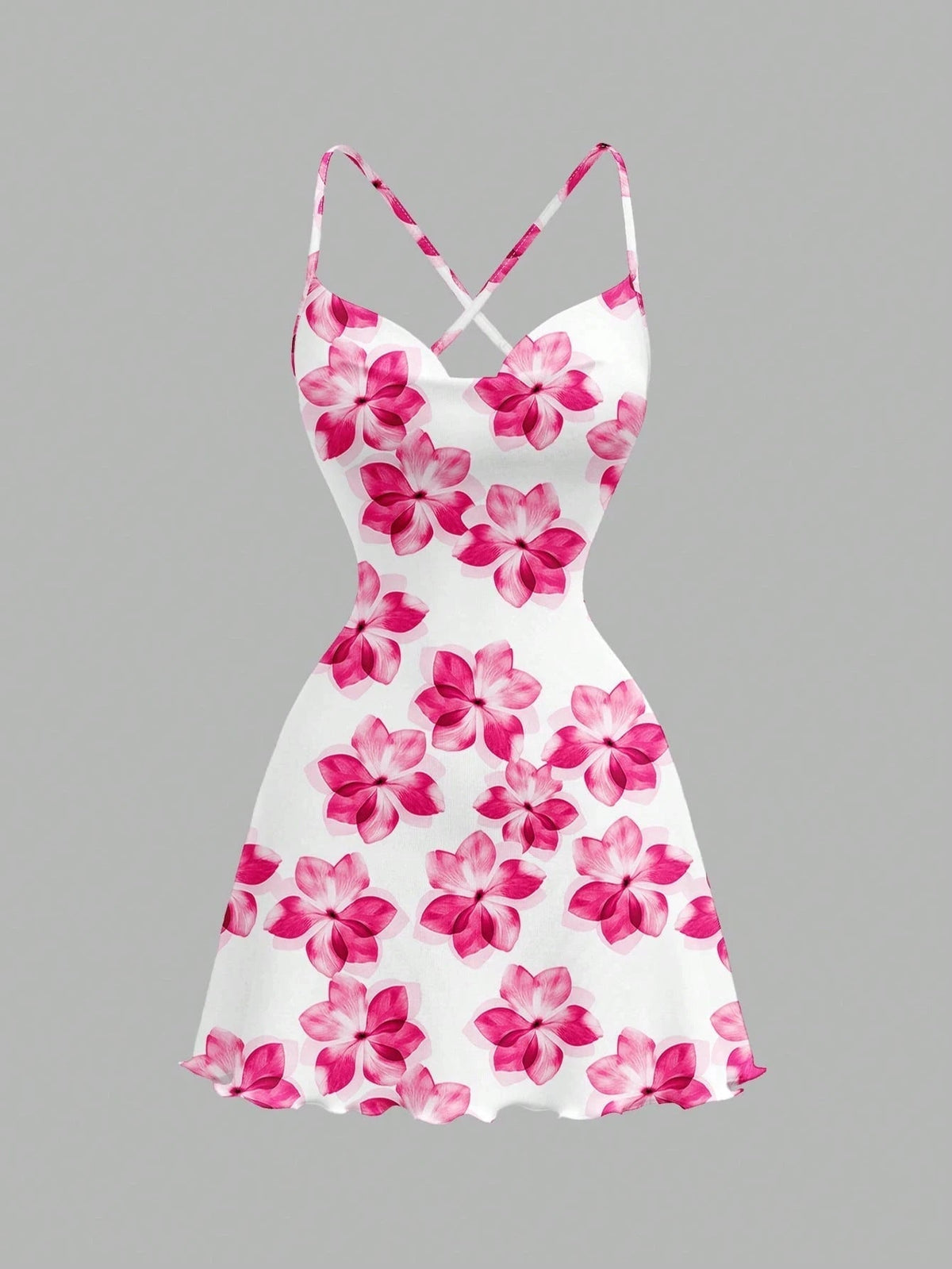 White Floral Off-Shoulder A-Line Mini Dress with Open Back