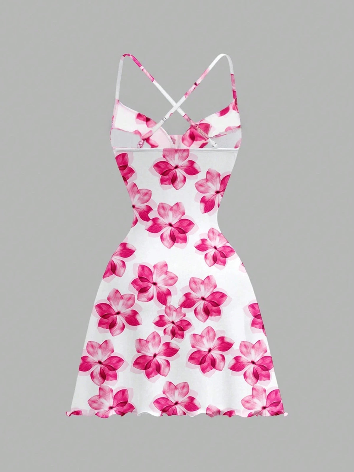 White Floral Off-Shoulder A-Line Mini Dress with Open Back