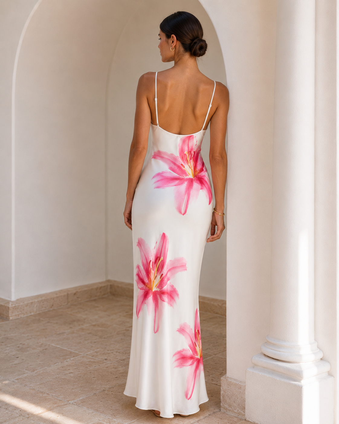 White Floral Square Neck Bodycon Midi Dress