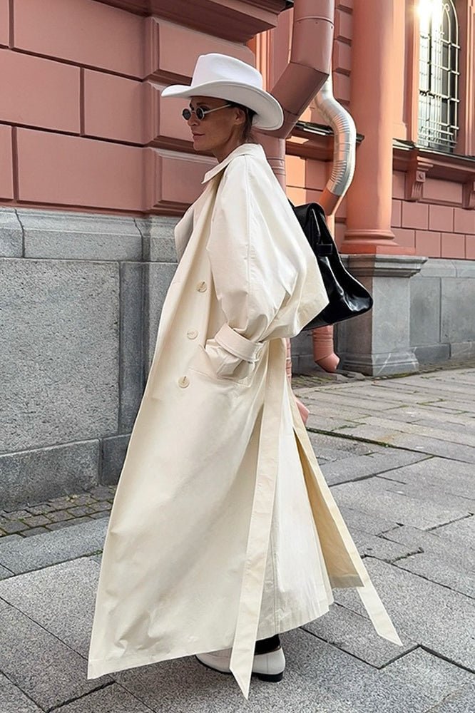 White Long Belted Trench Coat
