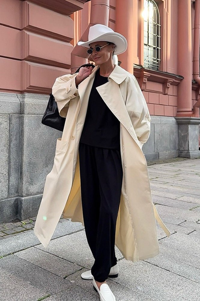 White Long Belted Trench Coat
