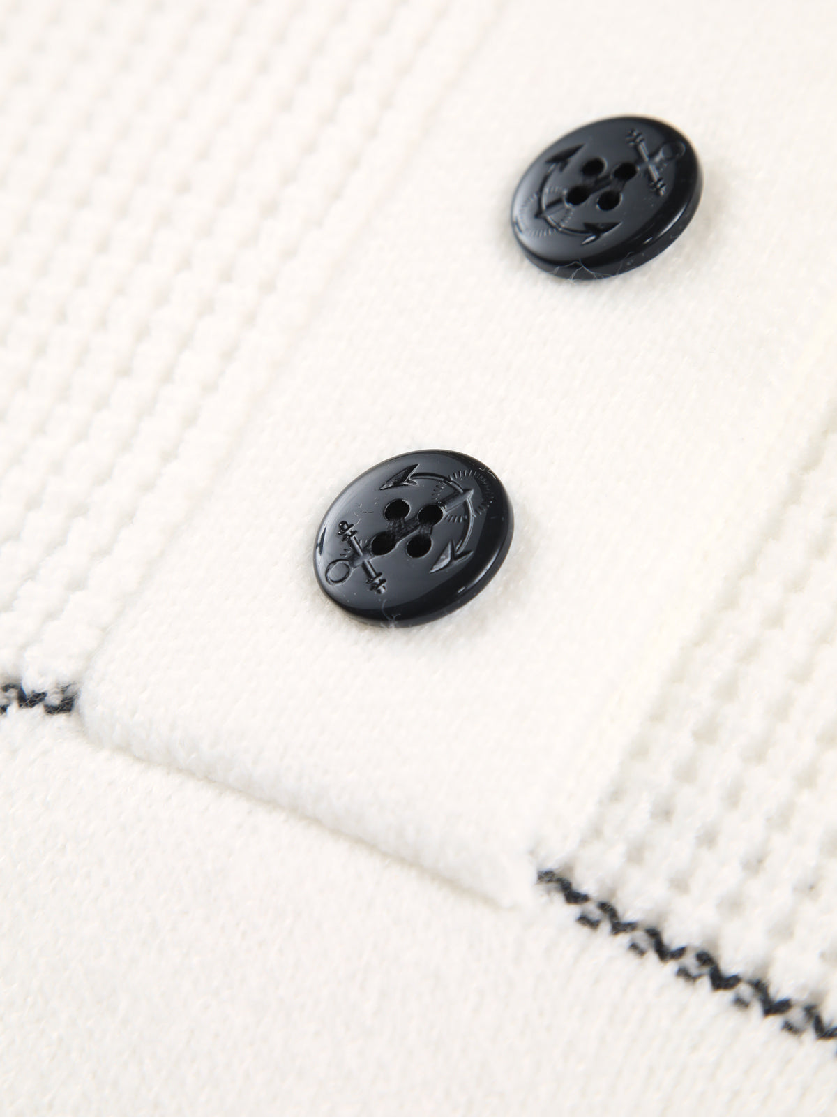 White Open Collar Button Front Knit Sweater