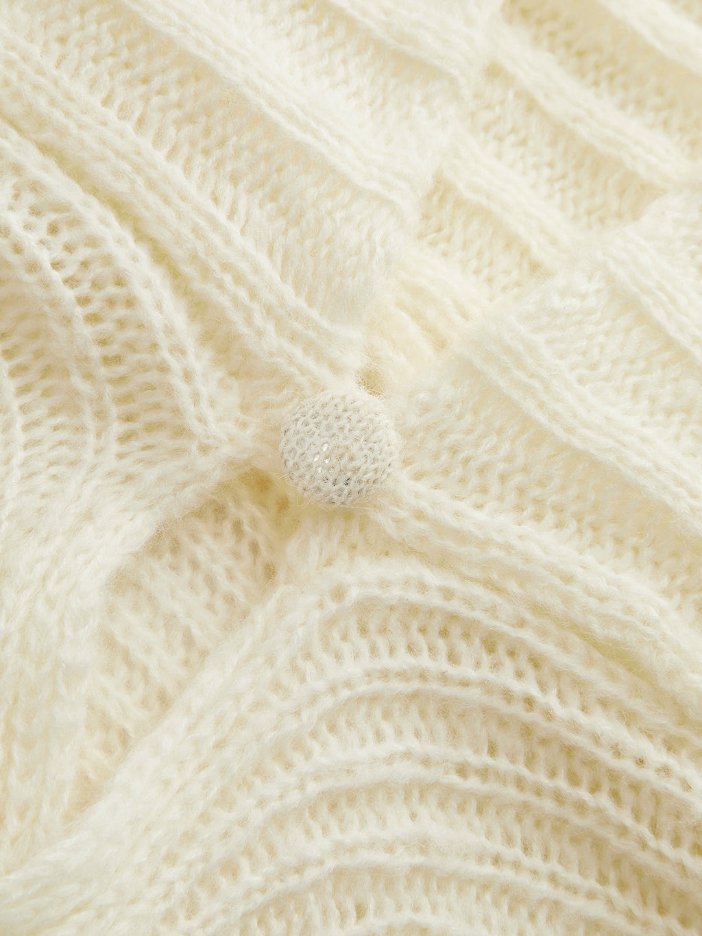 White Oversized V-Neck Knit Cardigan