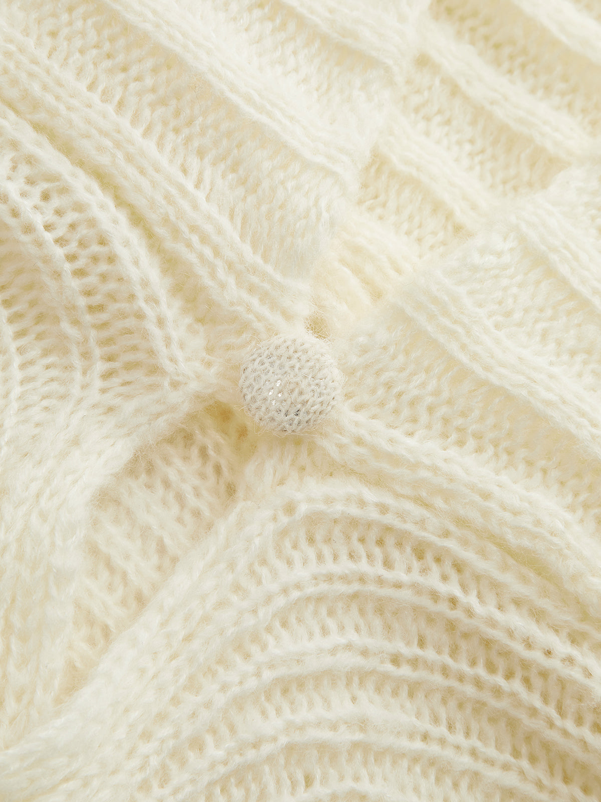 White Oversized V-Neck Knit Cardigan