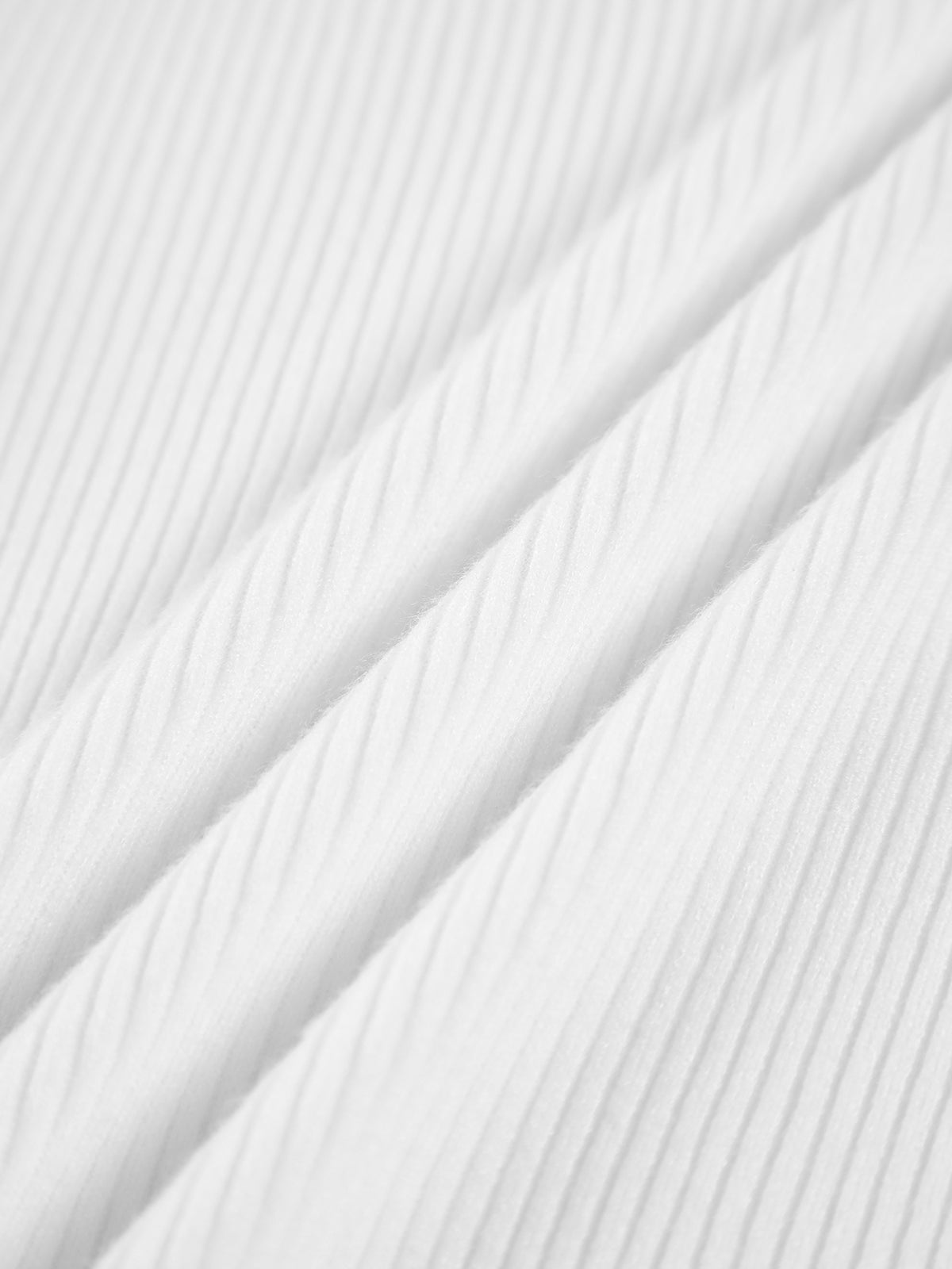 White Ribbed High Neck Long Sleeve Knit Top