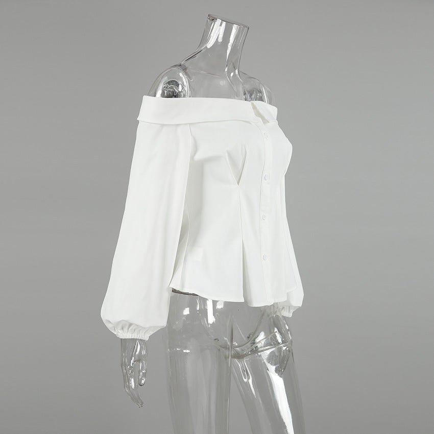 White Ribbed Off-Shoulder Fitted Top