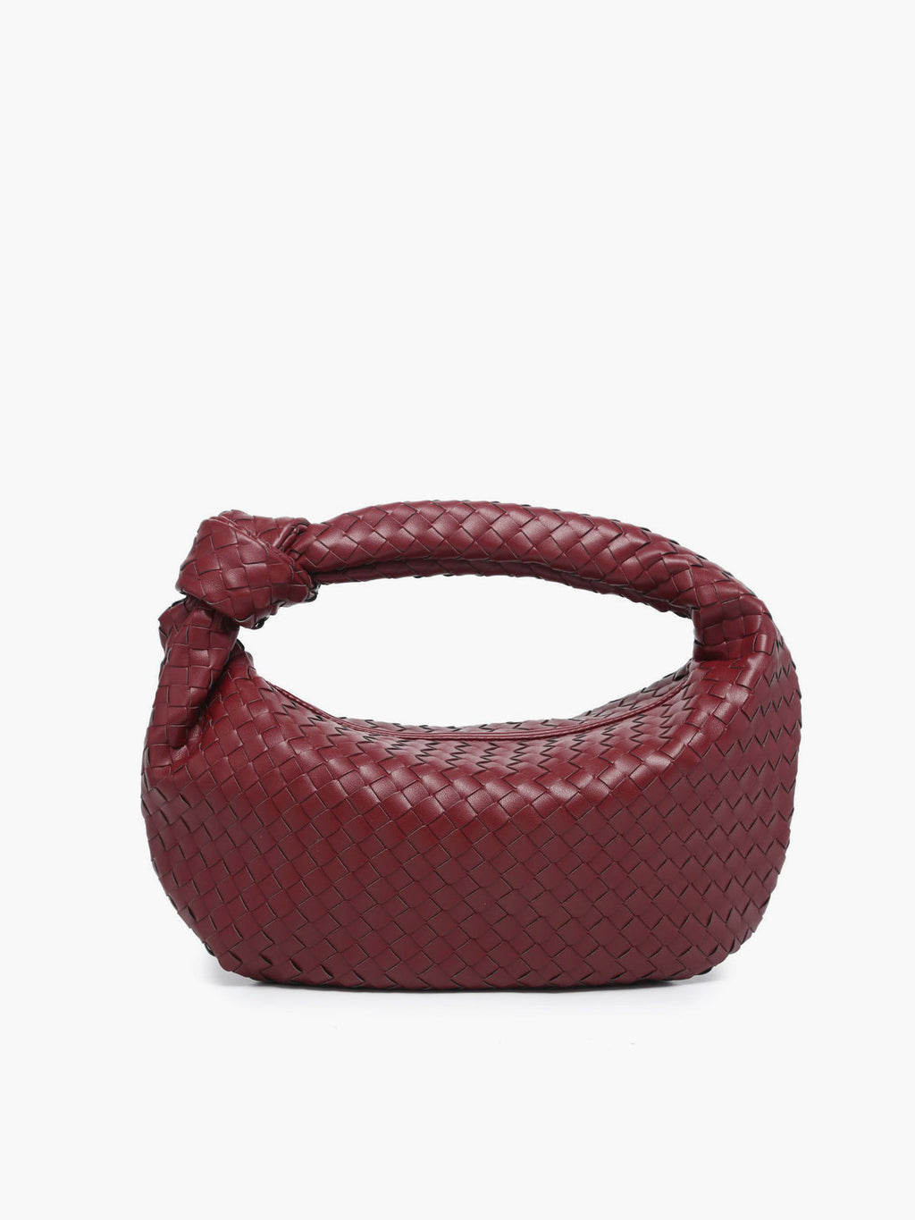 Wine Red Braided Croissant Shoulder Bag