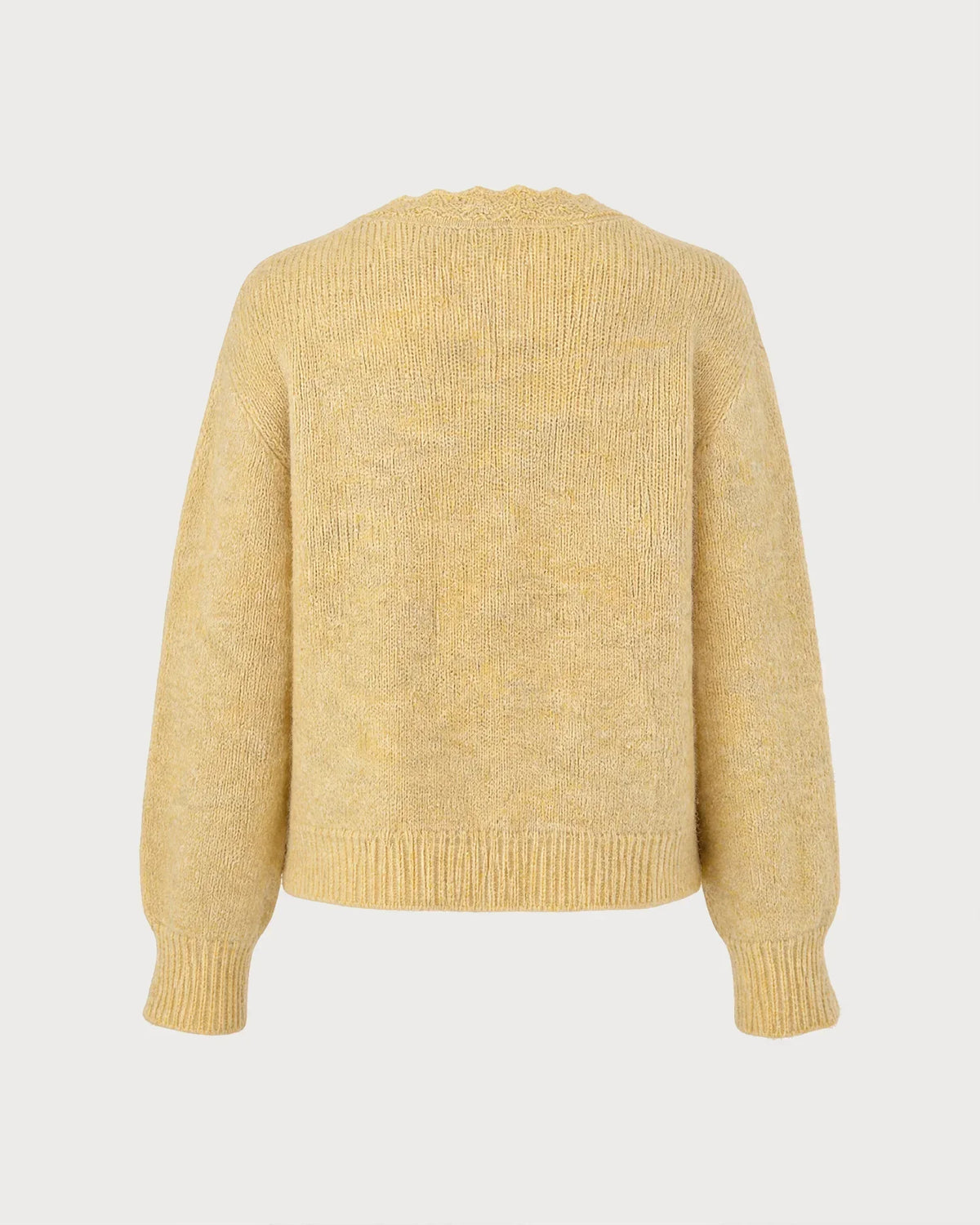 Yellow Floral V-Neck Knit Cardigan